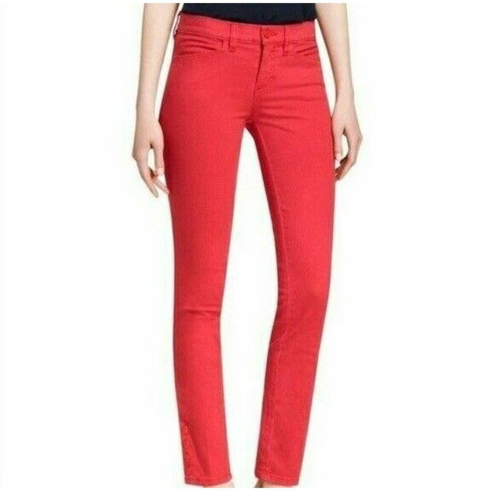Tory Burch Emmy Ankle Skinny Jeans 29 Jasper Red Snap Button Cuffs